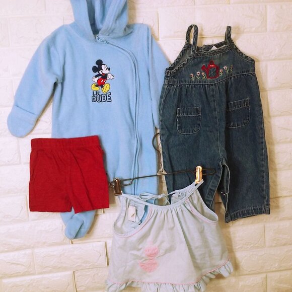 Mixed Bulk Lot(4) Unisex Baby 3-6mos Fleece 1-piece Overalls Bib Superman Shorts - Picture 7 of 12